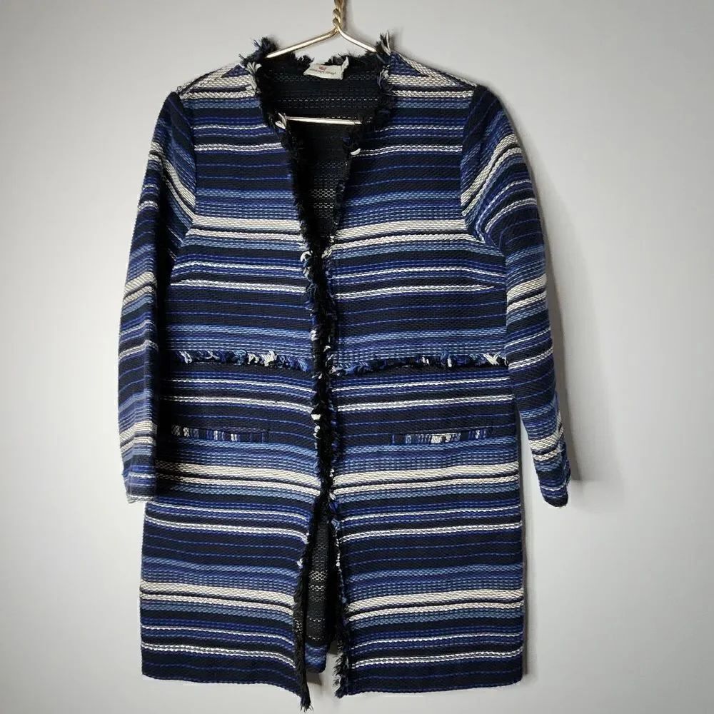 Vineyard Vines Women's Striped Woven Cotton Jacket Deep Bay Blue Medium